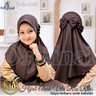 Jilbab Anak 2-13 Tahun hijab Vita Ricis Sekolah Jersey Premium Nyaman Dipakai Seharian Tali Karet Elegan Elastis Anti Melorot