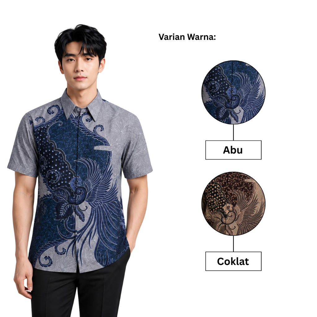 KEMEJA KATUN Waskito X Bestara - เสื้อเชิ้ตผ้าบาติกผ้าฝ้ายพรีเมี่ยมสําหรับผู้ชาย Slimfit แขนสั้น Hon
