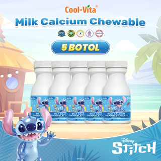 Coolvita Milk Calcium Chewable Tablets Original Flavor 5 Botol isi 150 Tablet - Suplemen Kesehatan Tablet Kunyah Kalsium Original & BPOM | Kuatkan Tulang, Gigi & Otot | Suplemen Kalsium dengan Susu New Zealand