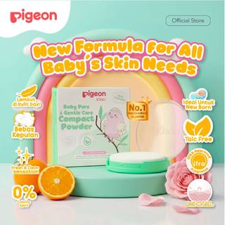PIGEON Baby Powder Cake Chamomile 45Gr | Baby Powder Compact | Bedak Padat Bayi | Minim Kepul | Tanpa Pewarna | Hypoallergenic Tested | Bedak Anti Alergi | Non Fragrance| Halal BPOM Original 100%