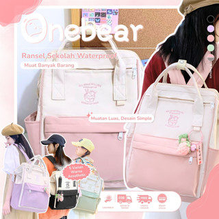 Onebear Backpacks Tas Ransel Wanita Gaya Korea yang Trendi & Estetik Tas Ransel Sekolah Tahan Air dengan Kapasitas Besar LM78