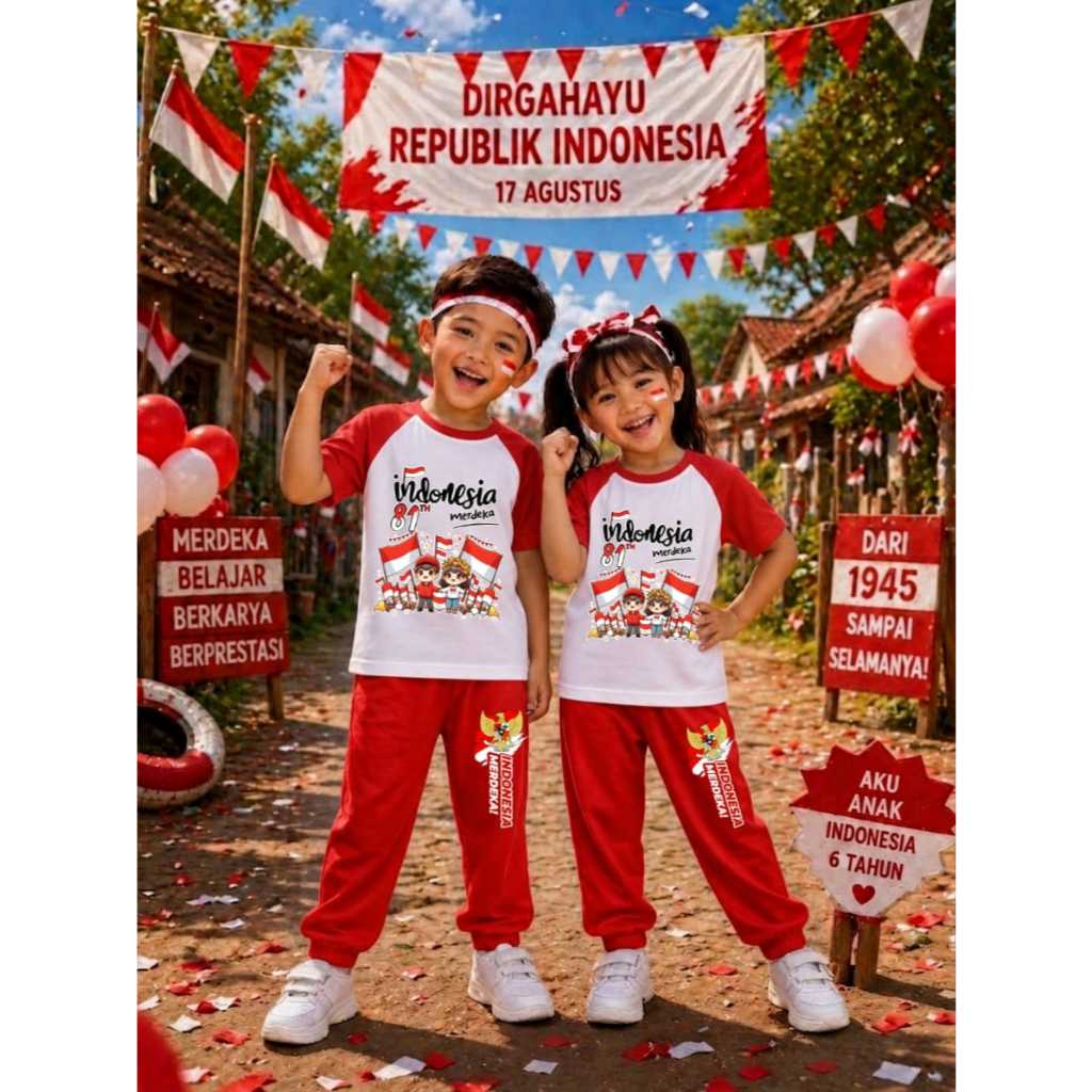 AS_STORE99 - CHILDRENS SUITS FOR AUGUST 17TH INDEPENDENCE DAY / SHORT T-SHIRT AND LONG PANTS JOGER R