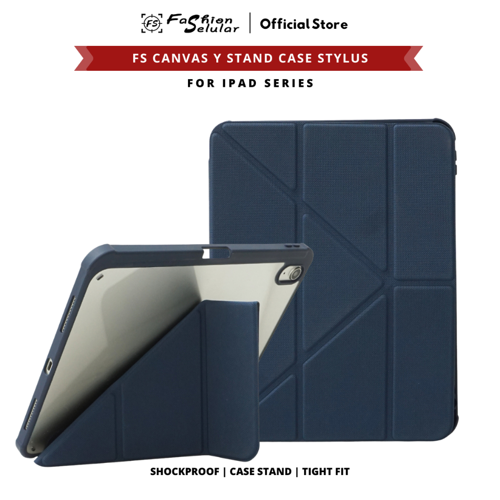 FS กรณีผ้าใบอะคริลิค Y Stand Stylus Slot iPad 7 8 9 10 11 Air 4 5 11 M2 M3 M4 Pro 11 2024 2025