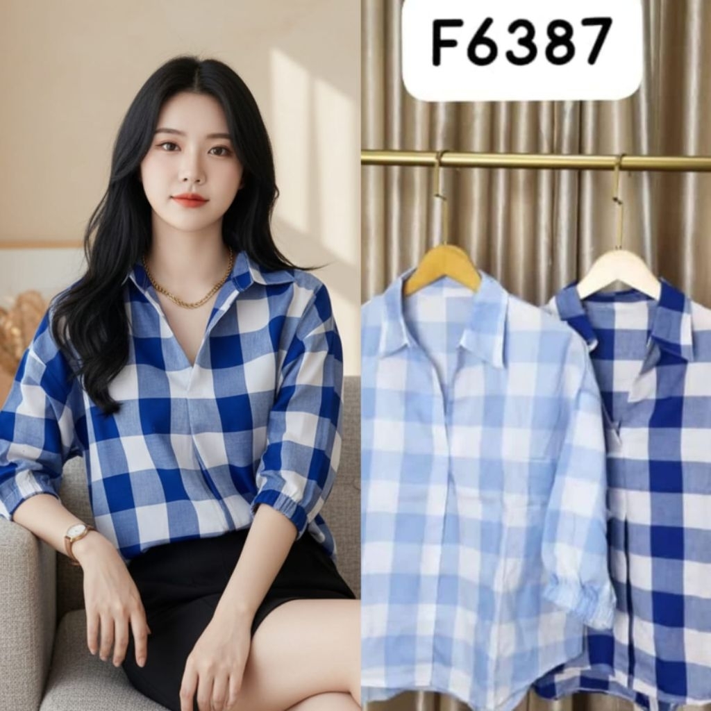 KEMEJA KATUN JC88 - เสื้อ Mizuki - เสื้อจัมโบ้ Check (LD 120cm) Premium Check Cotton