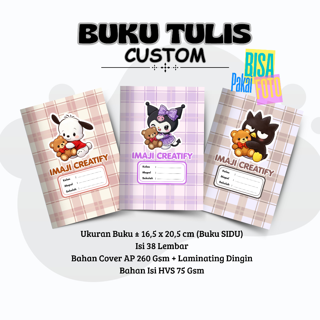 CUSTOM NAME NOTEBOOK CONTAINS 38 แผ่น KUROMI EDITON