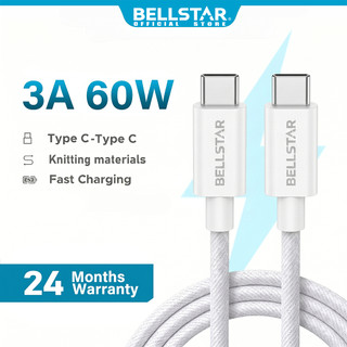 BELLSTAR Kabel Data Type C To Type C Fast Charging MFI 60W c to c For iPhone 15 Samsung infinix xiaomi redmi macbook HP Laptop Tablet Powerbank kabel charger hp Android Oppo Vivo Realme kabel data type c fast charging cable USB C PD