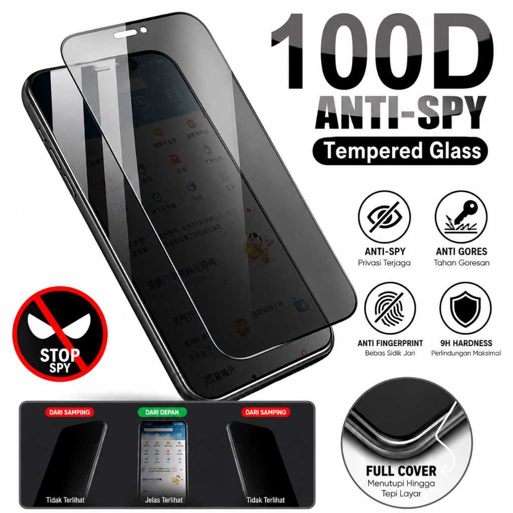 กระจกนิรภัย ESD STATIC SPY PRIVACY OPPO / ANTI-SCRATCH Glass SPY PRIVACY OPPO A60 A3X A3S A5s A12 A1