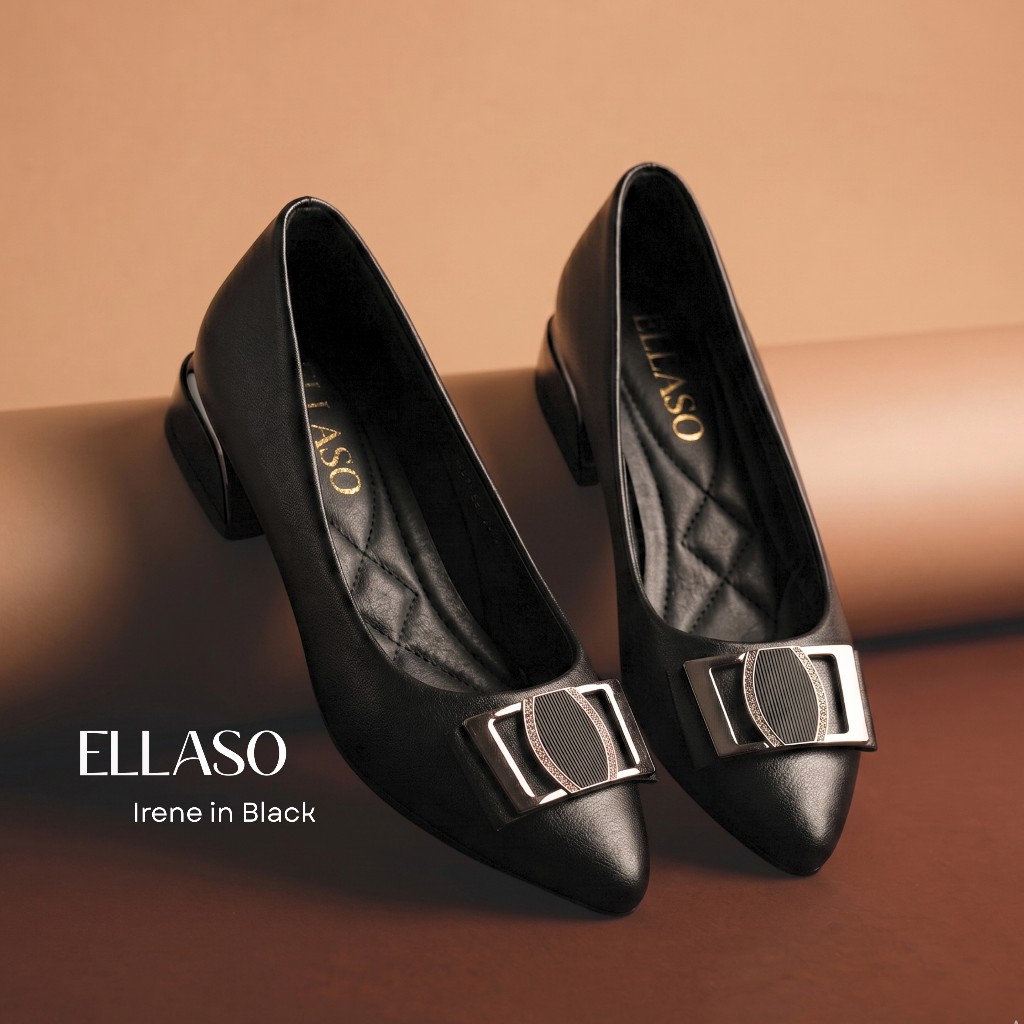 ELLASO Irene Block Heels 3ซม. สีดํา | ไซส์ 36-40