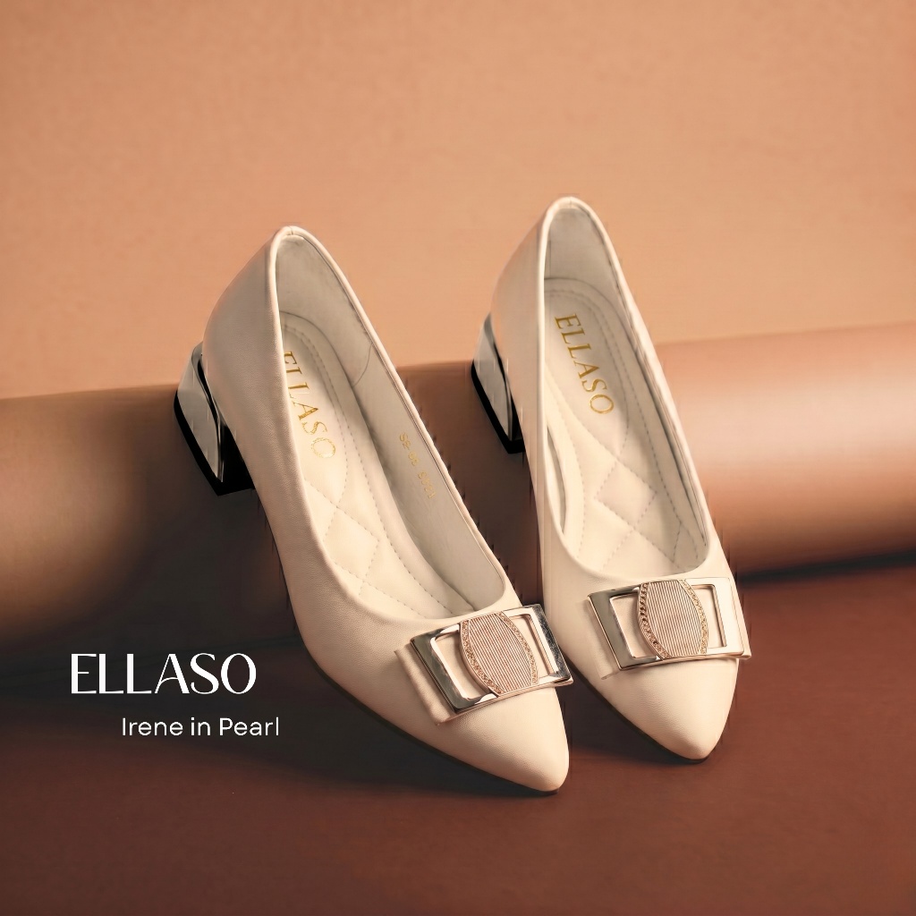 ELLASO Irene Block Heels 3ซม. ในไข่มุก | ไซส์ 36-40