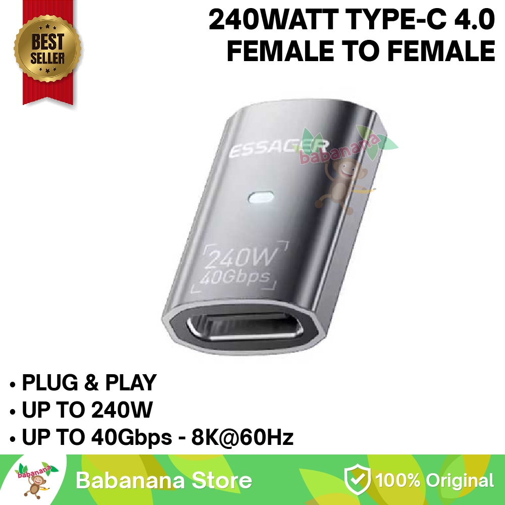 อะแดปเตอร์ OTG Type C ถึง Type C ตัวเมีย USB 4.0 40Gbps 240W Type-C Converter