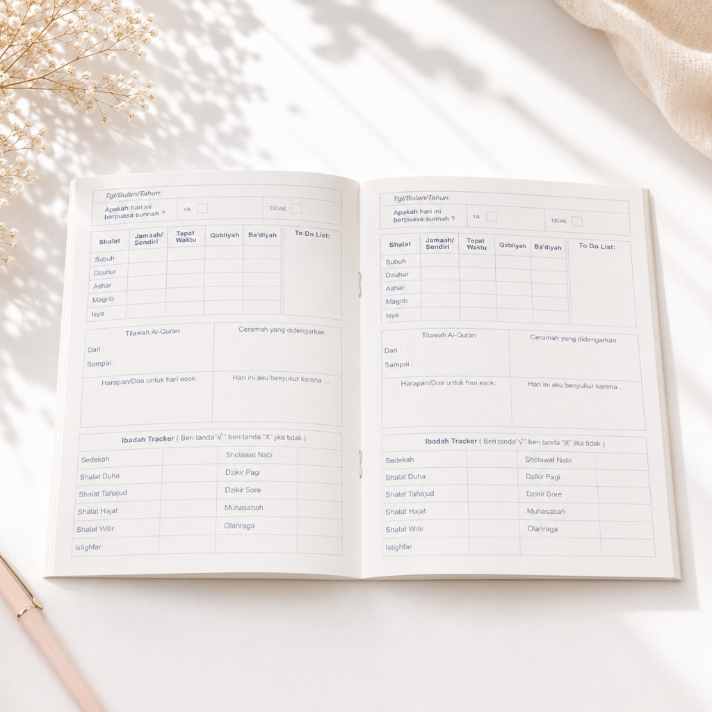 Muslimah บูชา Tracker ความงาม A5 | Habit Tracker สมุดบันทึกบูชาประจําวัน Muslimah Journal