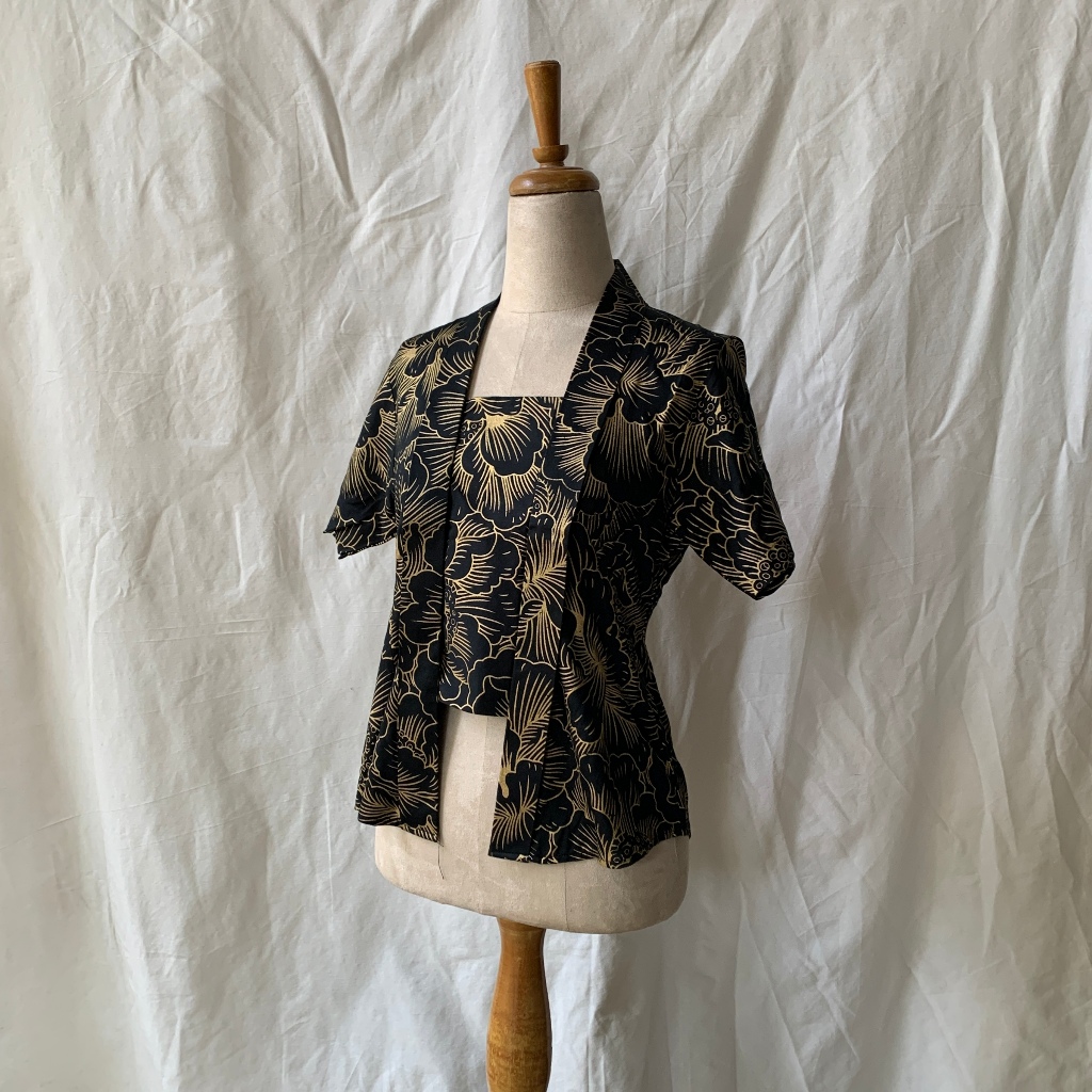 Lowes KEBAYA - Flower Gold - MODERN KUTUBARU OLD SCHOOL FLOWER STACK KUTU BARU CASUAL KUTU BARU RAYO