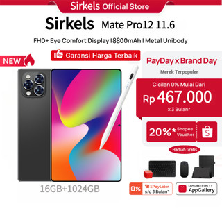 [Free Keyboard Mouse Case] Sirkels Tablet MatePro12 11.6 RAM16GB + 1024GBROM|Android15 11.6inch Layar Full Screen 5G Dual SIM Wifi 8800mAh Kamera 48MP Untuk Belajar,Gaming, Kerja & Hiburan Tablet Android 15 PC Murah Garansi 1 Tahun tablet murah