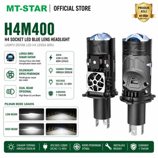 MT-STAR lampu led  H4 M400 Socket H4 LED Blue Lens Dengan Kipas Pendingin lampu led motor depan super terang