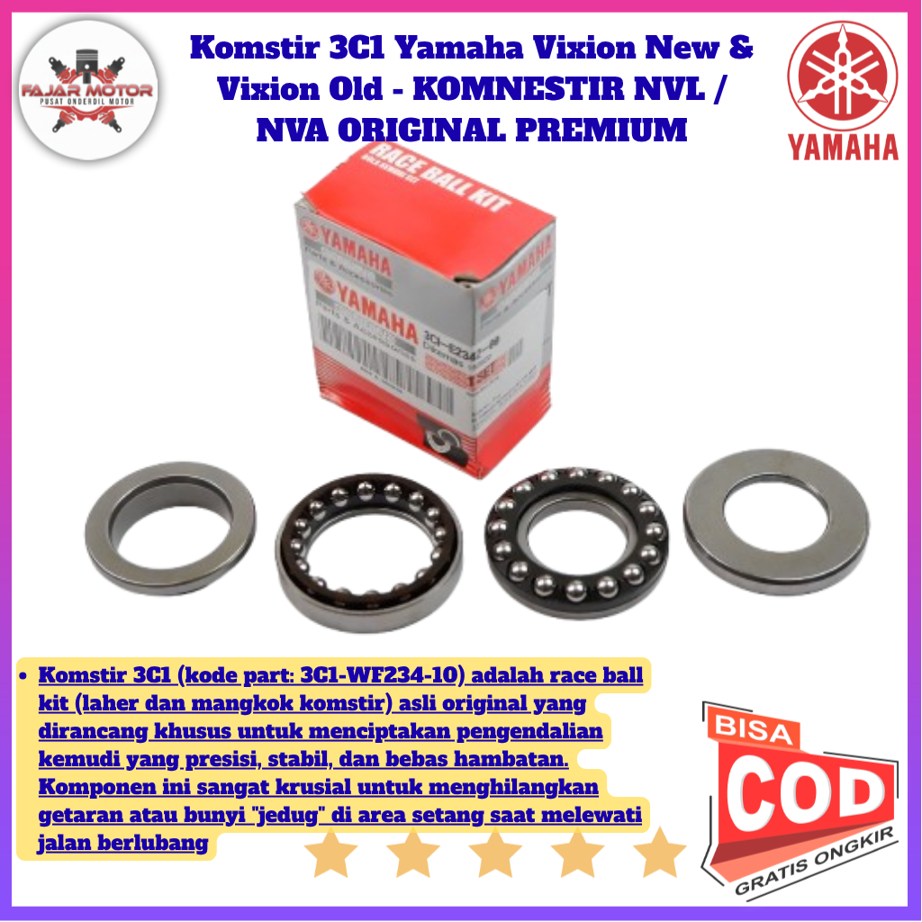 3C1 คอพวงมาลัยสําหรับ Yamaha Vixion New & Vixion Old - COMPLETE NVL / NVA ORIGINAL PREMIUM รถจักรยาน