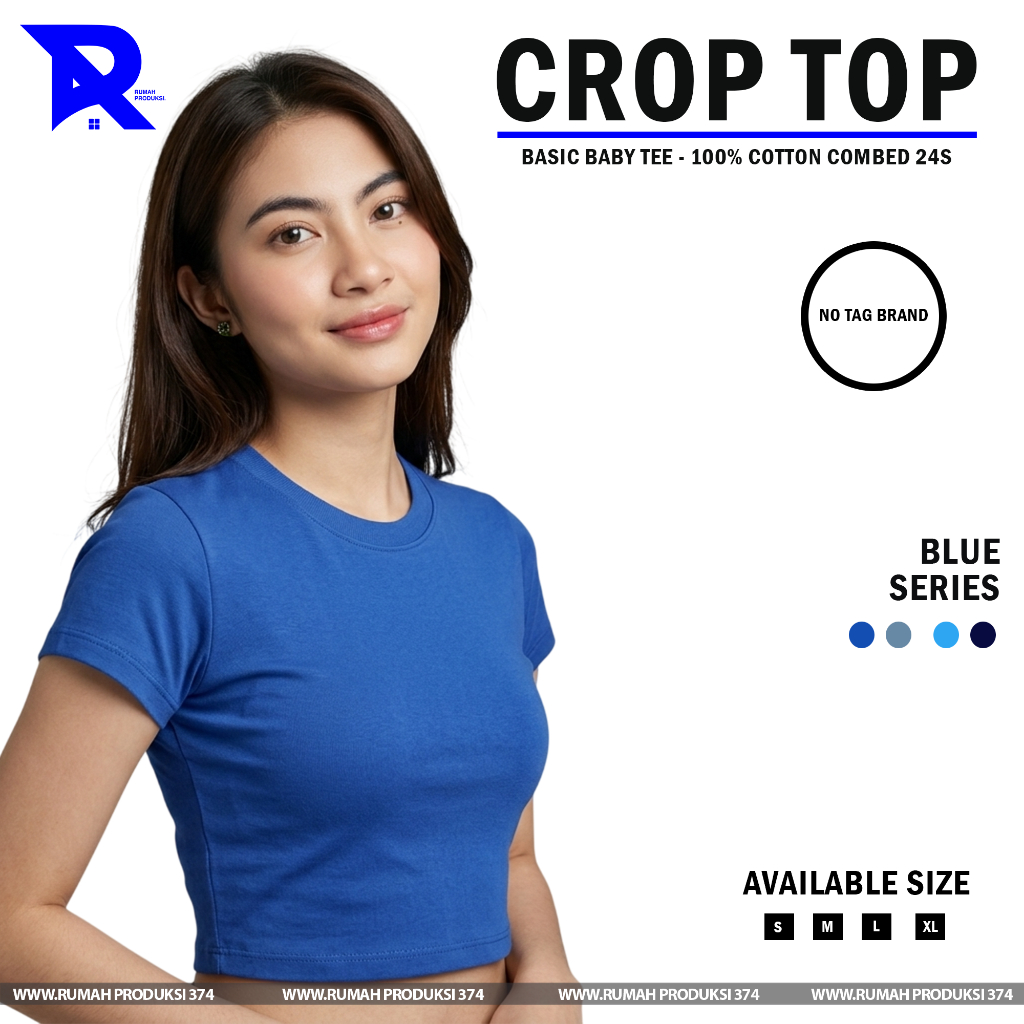 เสื้อครอป BASIC POLOS BLUE SERIES | CROPTOP เหล็กสีฟ้า | Y2K | ทรงเข้ารูป | GRUNGE GRUNGE GRUNGE GRU