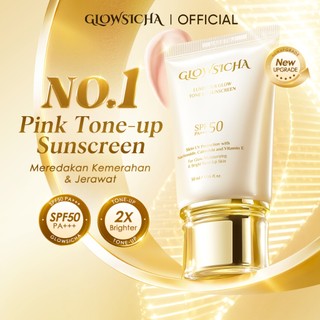Glowsicha - Luminous Glow Tone Up Sunscreen SPF 50 PA+++ Sunscreen Ringan Dengan Niacinamide Tidak lengket dikulit SS Sunblock Mencerahkan Melindungi UV menjaga kelembapan kulit Hydrating Sunscreen Membantu Mencerahkan Wajah glowing