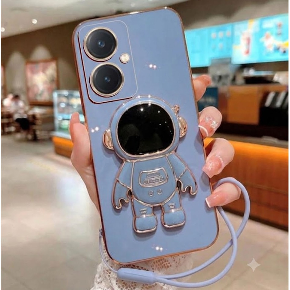 เคสสําหรับ Vivo Y27 Y27s Y17s Soft Case นักบินอวกาศขาตั้งพรีเมี่ยมฟรีสายรัดเชือกเส้นเล็ก