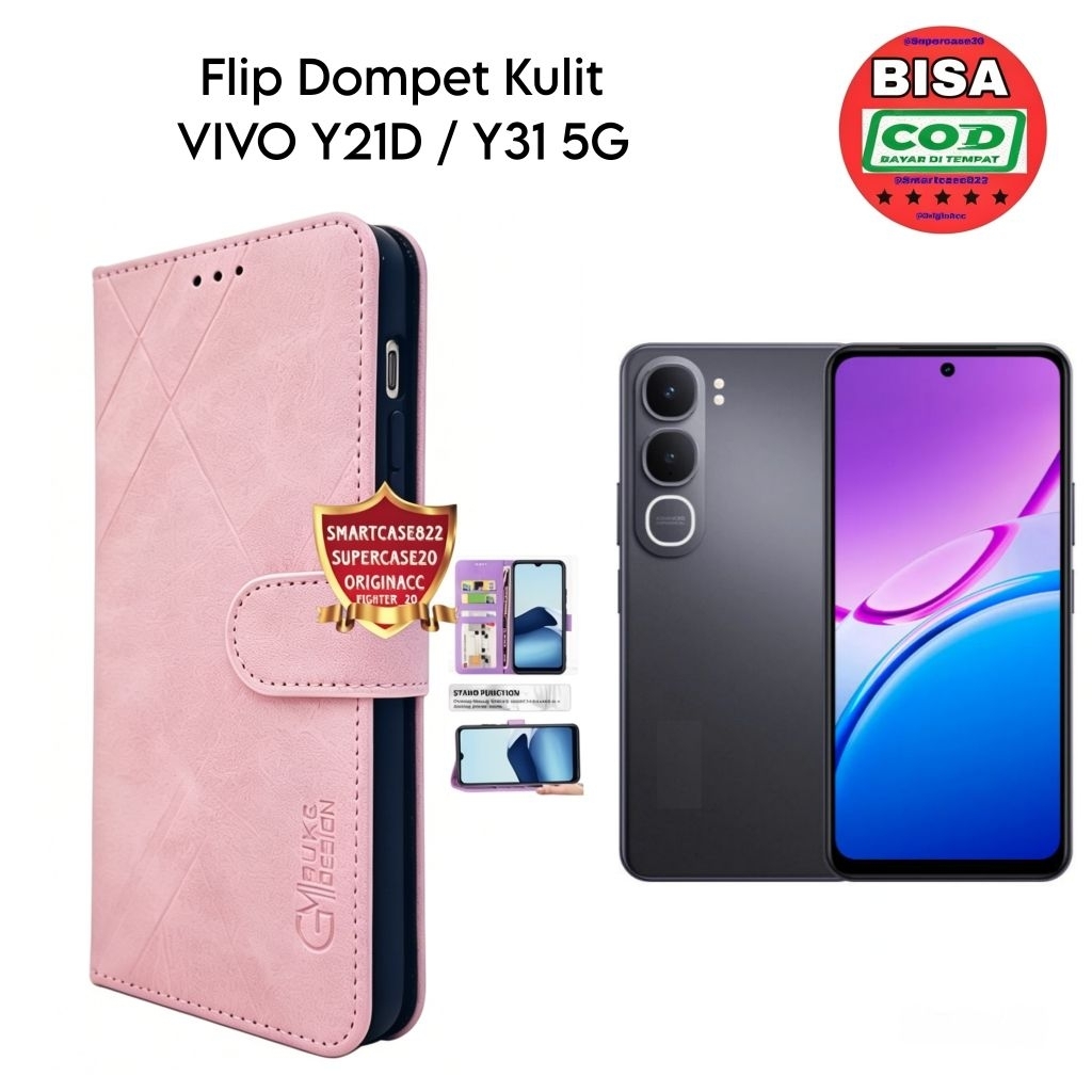 Flip Casing VIVO Y21D / Y31 5G Case Leather Wallet Cover Hp Open Close Can Store Cards Standing Mobi