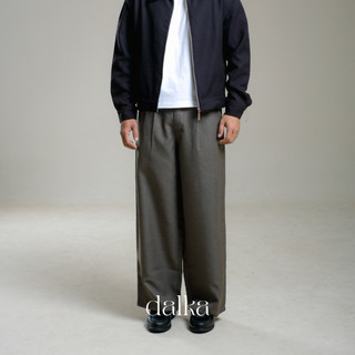 KAHA - Wide Loose Pleated Pants Trousers Unisex Celana Panjang Lebar Casual
