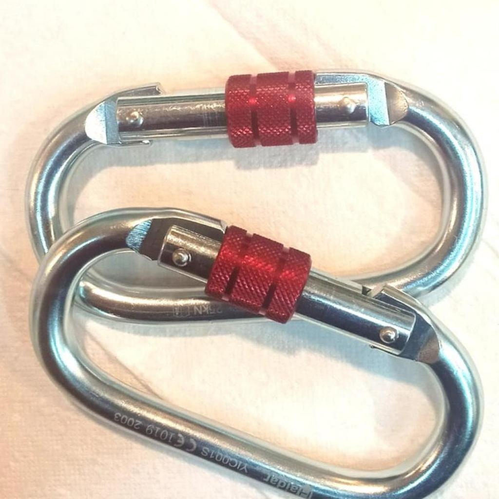 Carabiner Pro Oval Screw เหล็กชุบสังกะสี EN362 25KN สายรัดนิรภัยเดิม