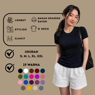 SH Clothing Mona T-shirt Kaos Wanita Fit Body Kerah Bulat Neck Nyaman