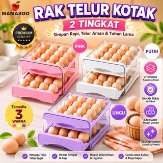 MAMASOO Rak Telur 2 Tingkat Kapasitas 32 Telur Bahan PP + PET