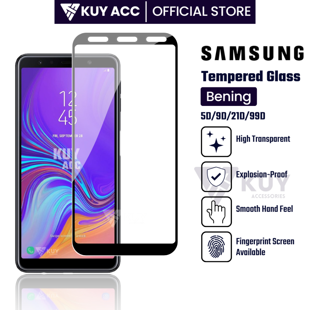 LAYAR KUY - กระจกนิรภัยแบบเต็มหน้าจอ 5D Samsung J2 2018 J3 J5 J7 J3 2016 J5 2016 J7 2016 J4+ J6+ J7+