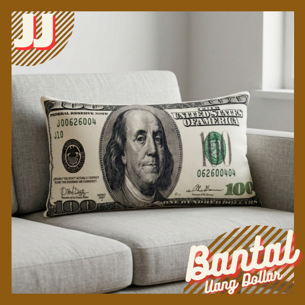 RUPIAH DOLLAR PRINT MONEY PILLOW 60X35 CM