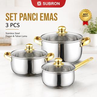 SUBRON Pumkin Pot Panci Sup Susu Model Labu Full Stainless Tutup Kaca Silver Gold 14CM 16CM 18CM Sayur Kuah Tomyum BOX