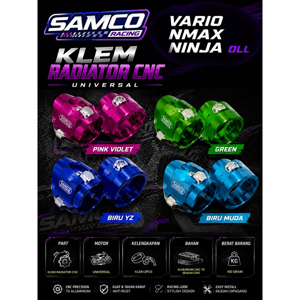 SAMCO THAILAND 2 ชิ้น HOSE CLAMP - RADIATOR HOSE CLAMP NMAX NINJA VIXION FU CB 150 ETC UNIVERSAL RADIATOR HOSE CLAMP SS RADIATOR VARI SS