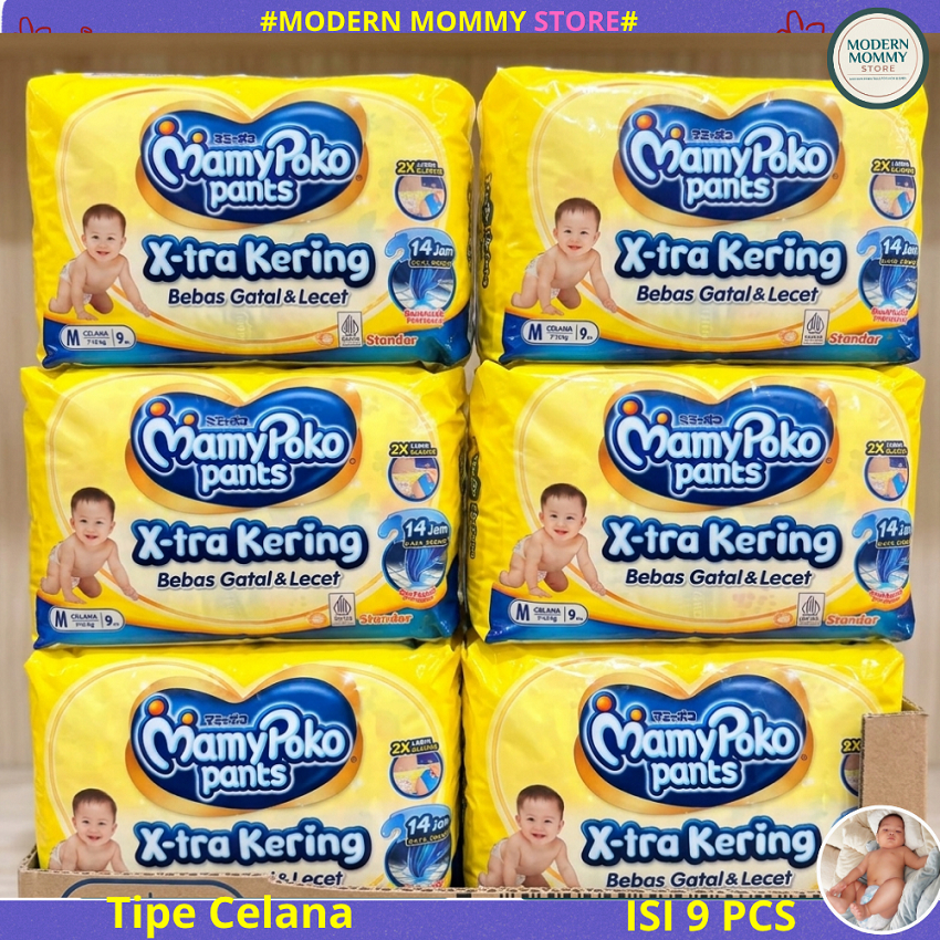 MamyPoko M บรรจุ 9 x 6 ลูก extra Dry Size M / กางเกงผ้าอ้อมเด็ก / แพมเพิส