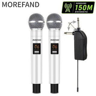 MOREFAND Wireless microphone karaoke,wireless mikrofon,mik wireless,mik karaoke,wireless microphone,mic karaoke suara jernih,vocal genggam penyebaranUHF Pasang dan mainkan Receiver System Mic Karaoke Genggam Recahrge wireless original UHF FM Plug