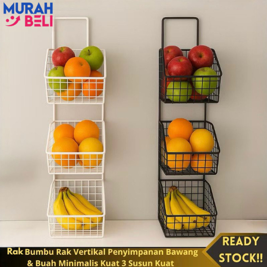 MB Spice Rack ที่เก็บของแนวตั้ง Minimalist หัวหอมและผลไม้ Strong 3 ชั้น Strong