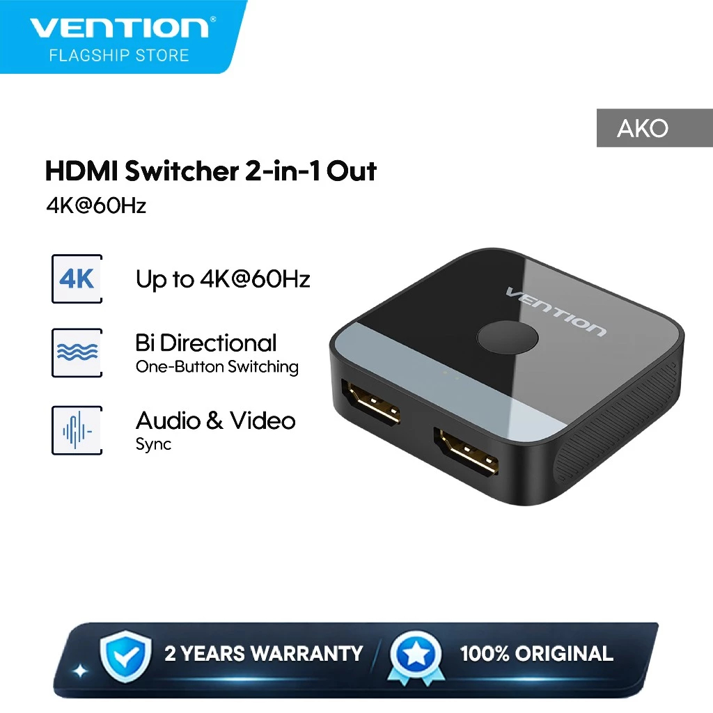 Vention HDMI Switcher 2 in 1 Out / 1 in 2 Out Bi-Directional