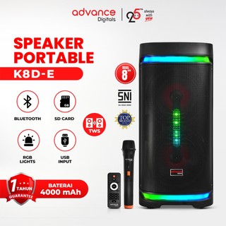 Advance Speaker Aktif Portable 8 Inch Bluetooth Karaoke Mic Original K8D-E K8D-C K8D-B HiFi