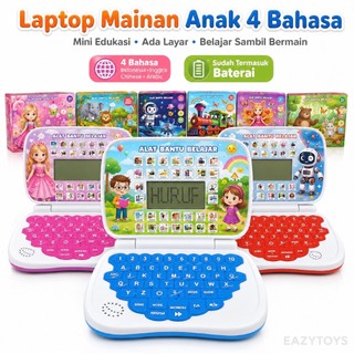 Laptop Mainan Anak 4 Bahasa Karakter Mainan Laptop Anak Mini ada Layar