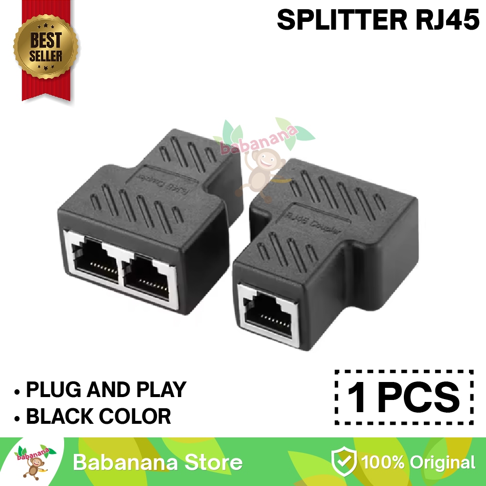 RJ45 ตัวแยกสายเคเบิลเครือข่าย 1 ถึง 2 ขั้วต่อสําหรับการเชื่อมต่ออีเธอร์เน็ตสาขาสาย แลน