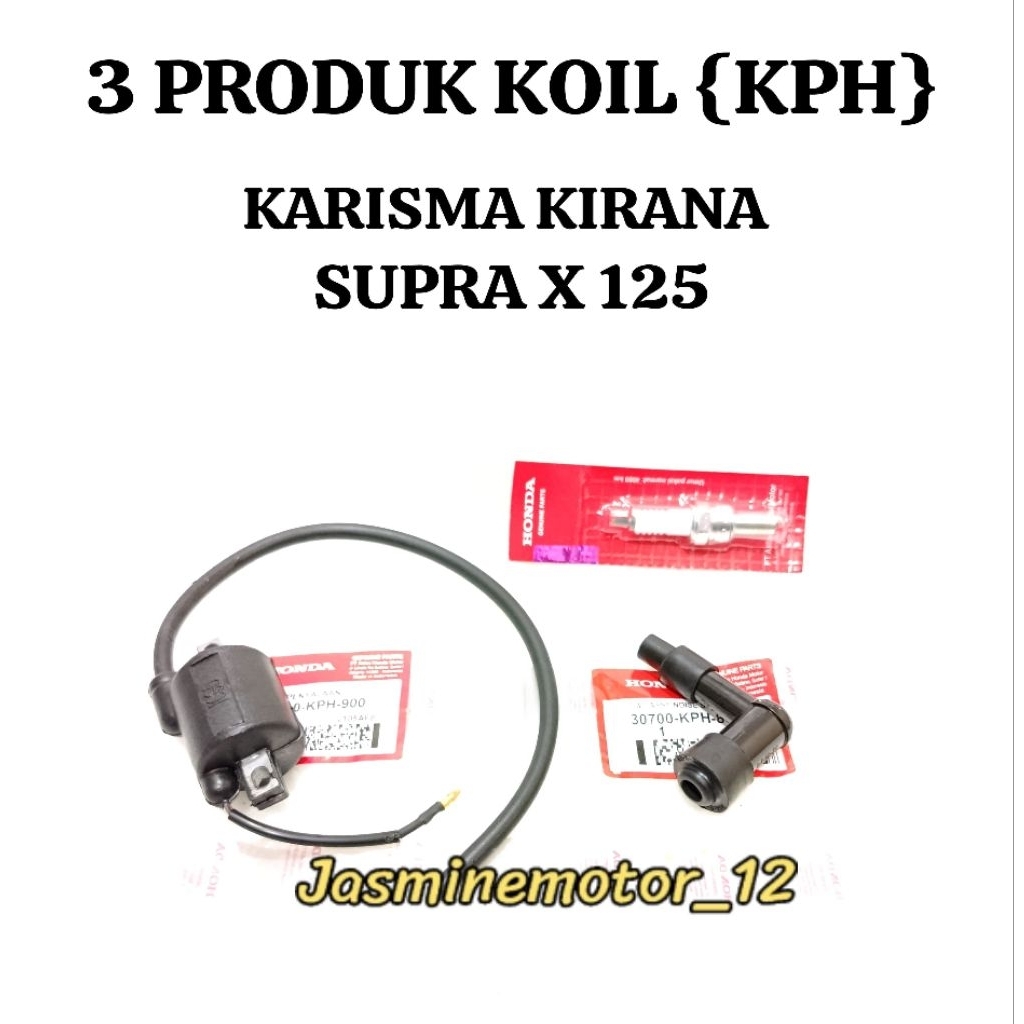 3 รายการ IGNITION COIL + DENSO U20 SPARK PLUG + SPARK PLUG CAP { KPH } HONDA KARISMA KIRANA SUPRA X 