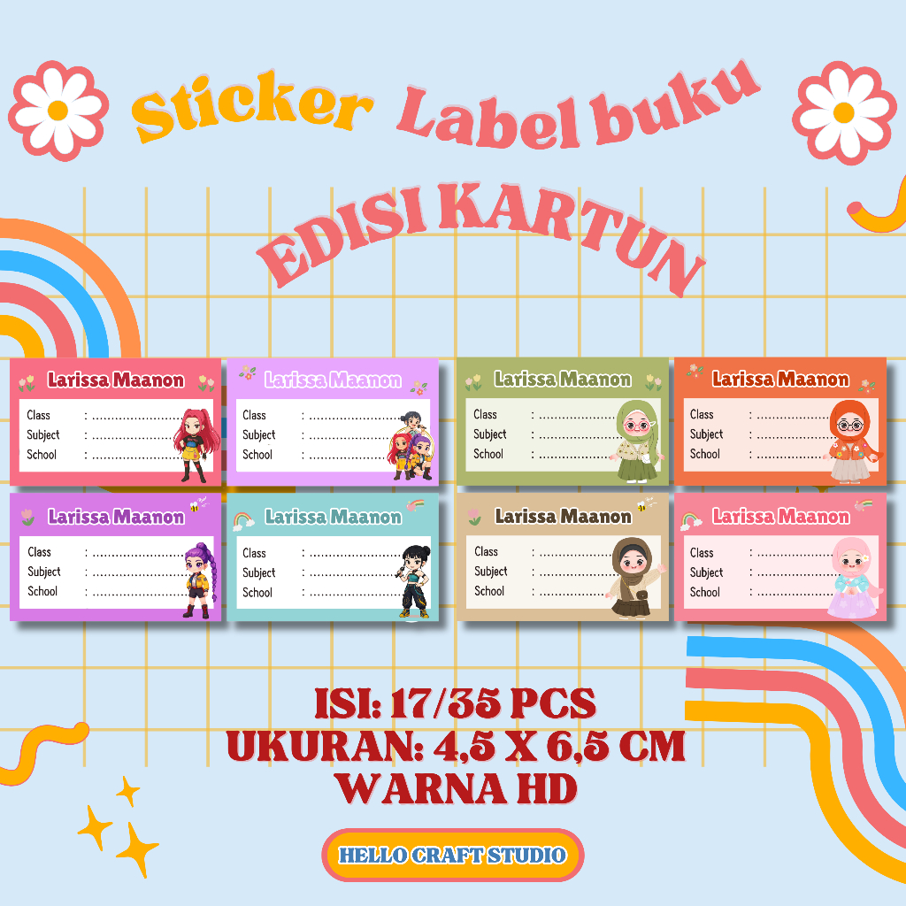 CARTOON BOOK LABEL STICKER EDITION/NOTEBOOK STICKER/CUSTOM BOOK STICKER