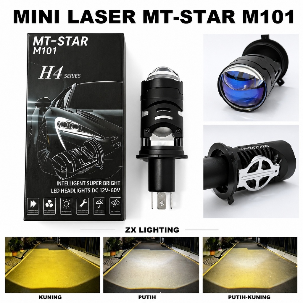 H4 M101 3 สีทั้งหมด Wheather ไฟหน้าพัดลมระบายความร้อน Bluelens มินิโปรเจคเตอร์ MT-STAR