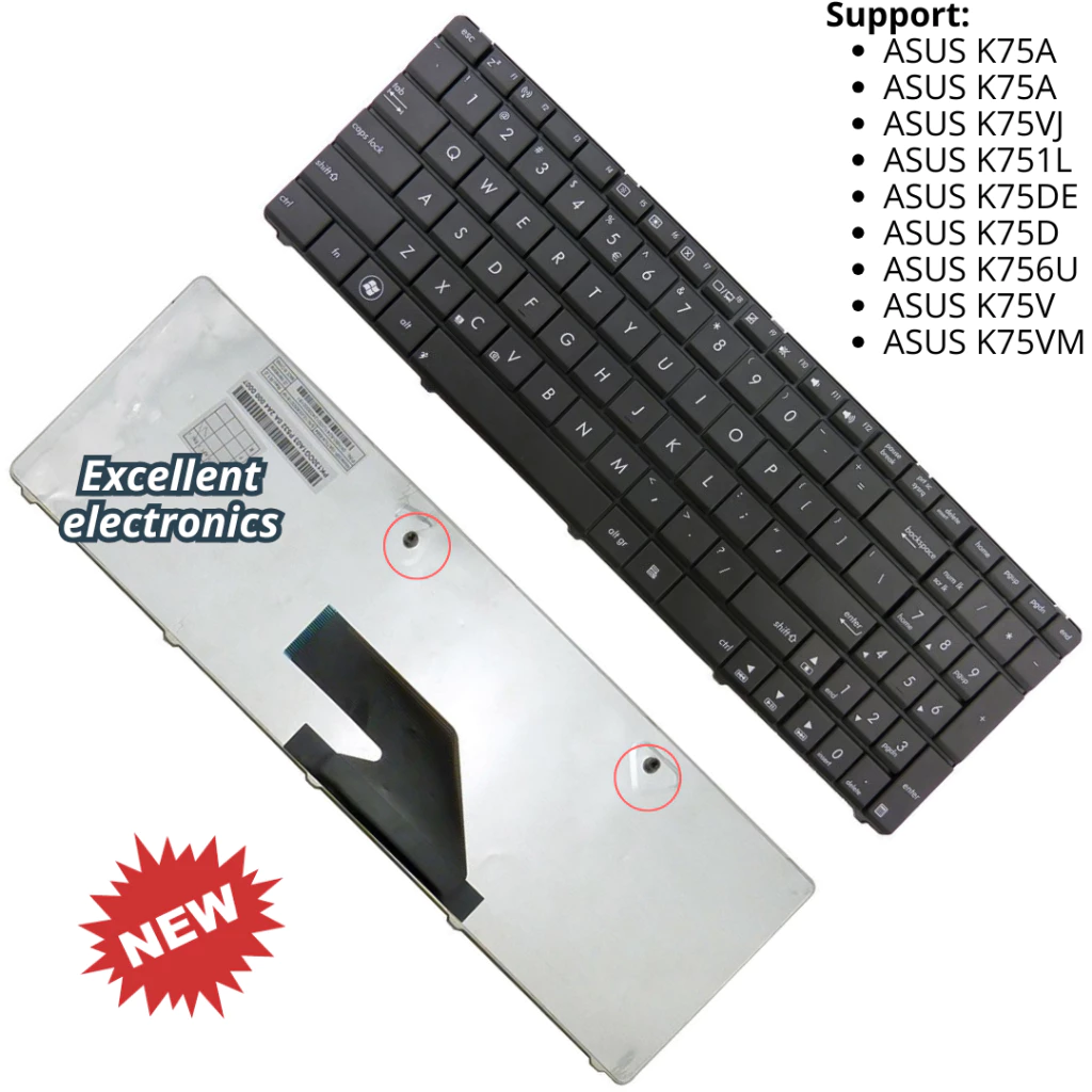 คีย์บอร์ด Asus K75A/K75VJ/K751L/K75DE/K75D/K756U/K75VM thumbnail 6