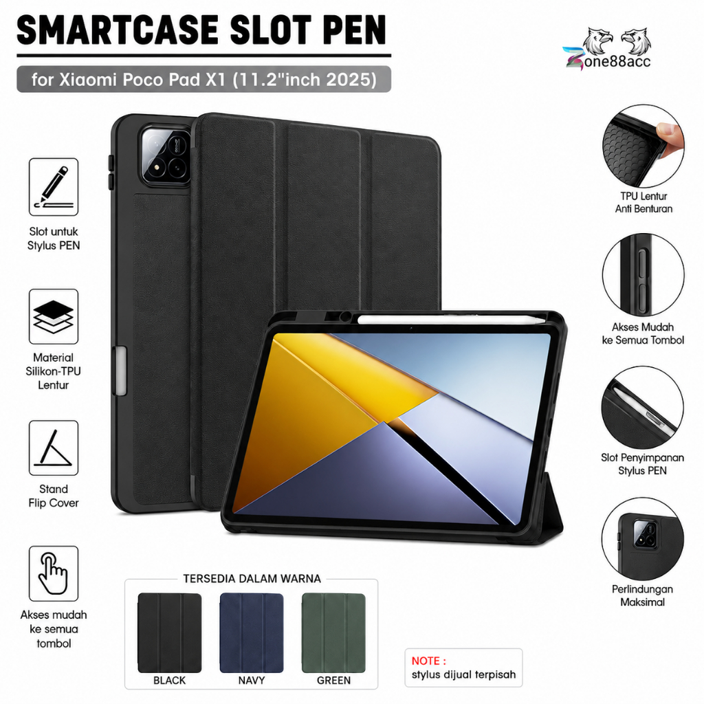 Smartcase Slot Pen Xiaomi Poco Pad X1 11.2" นิ้ว 2025 TPU \ ซิลิโคน poco pad x1 \ softcase poco pad 