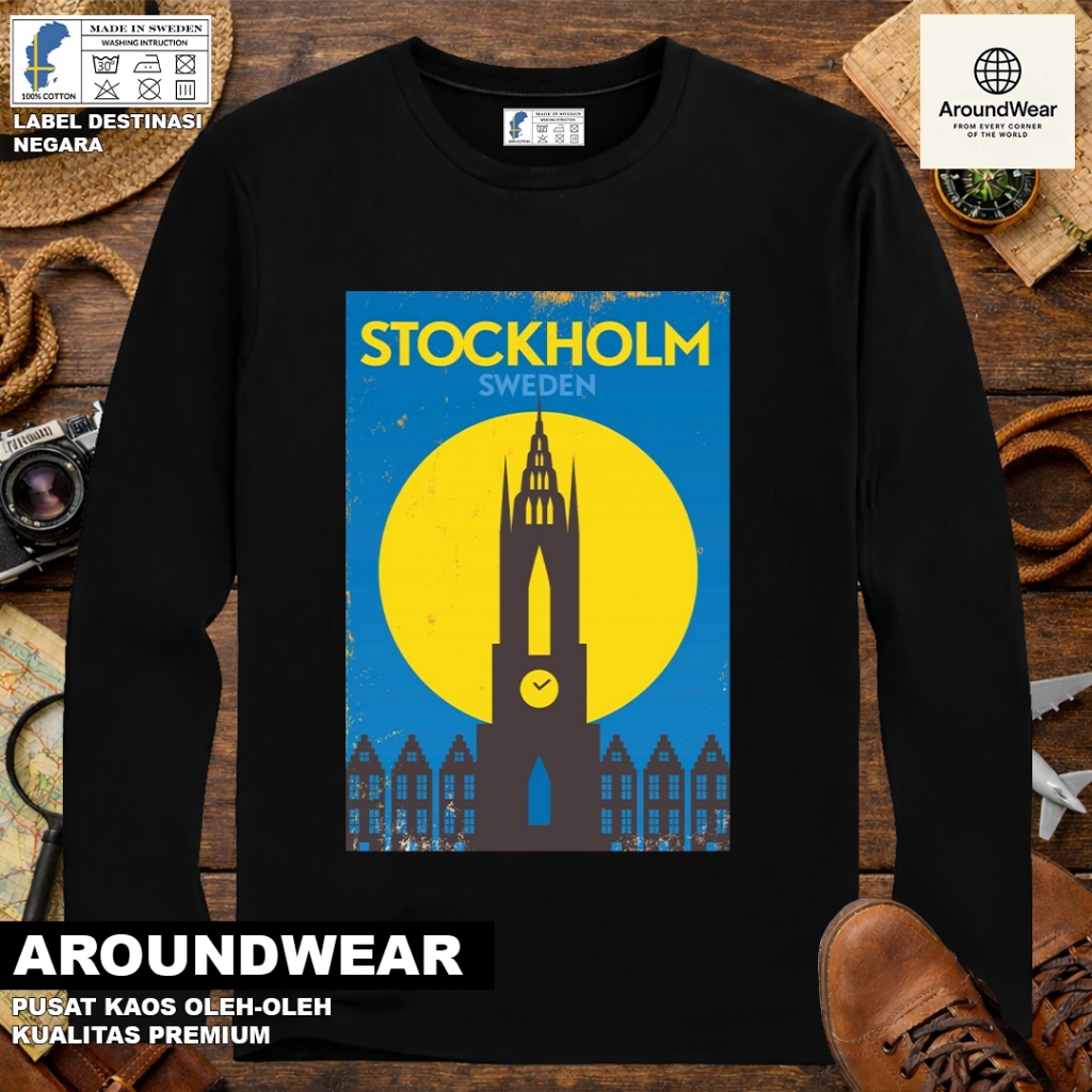 เสื้อยืด LONG-SLEEVED BY SWEDEN 1 WITH ASAL SWEDEN STATE TAG SOUVENIR ของขวัญพรีเมี่ยม