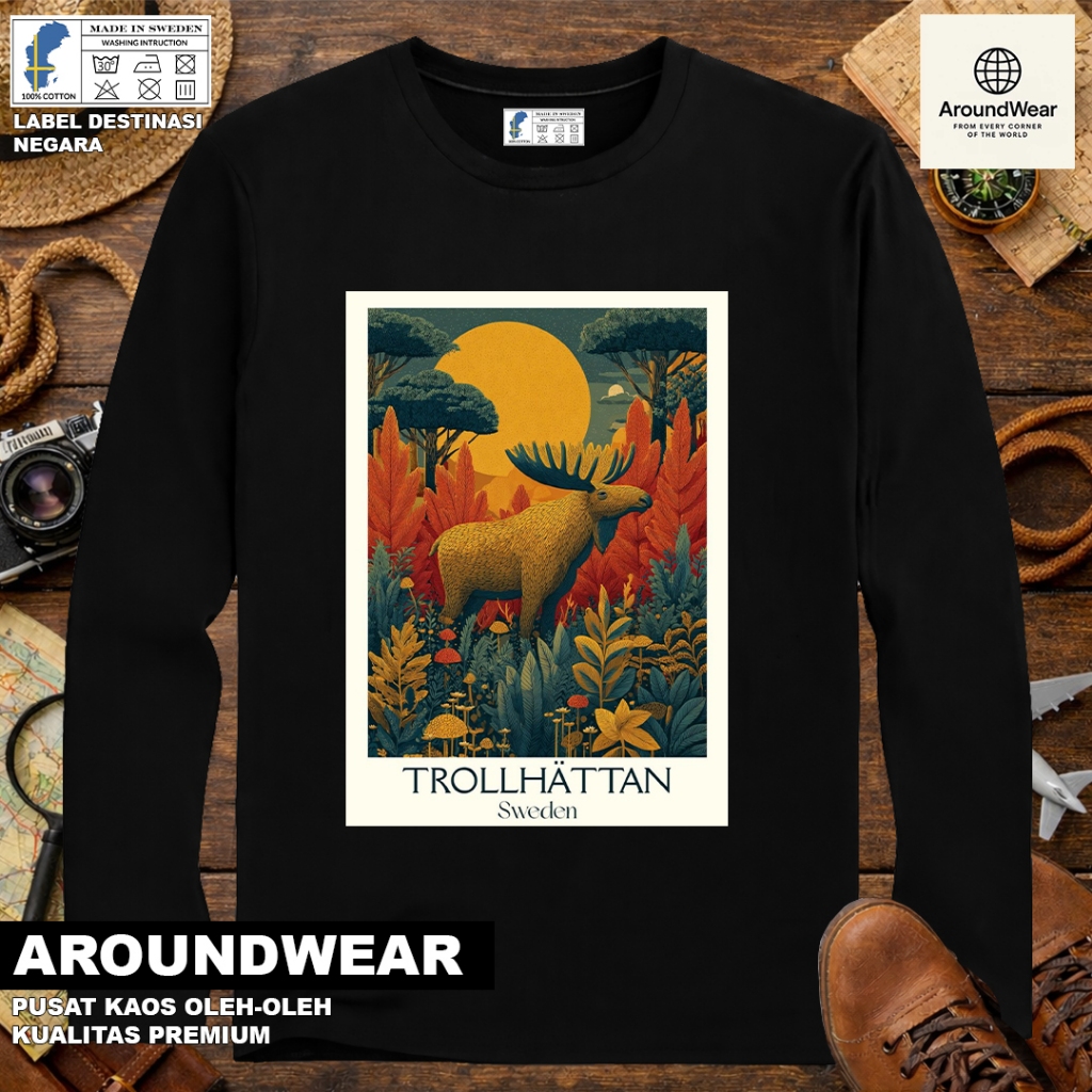 เสื้อยืด LONG-SLEEVED BY SWEDEN 6 WITH ASAL SWEDEN STATE TAG SOUVENIR ของขวัญพรีเมี่ยม