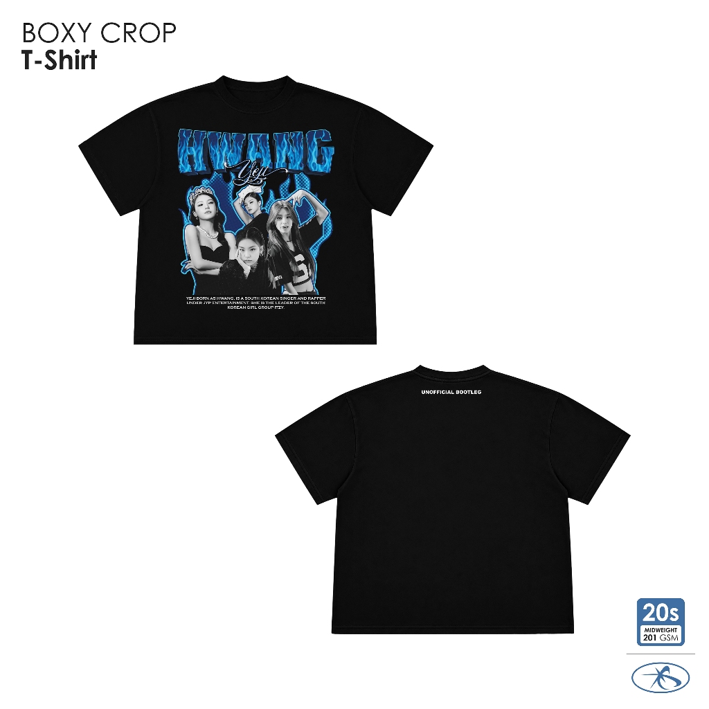 FCKNG.B | Boxy เสื้อยืดขนาดใหญ่ 20s Music Series แรงบันดาลใจ Hwang Yeji Y2K