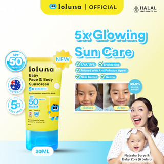 LOLUNA Baby Face & Body Sunscreen 30ml - SPF 50+ PA++++/ 5x Ceramide /Niacinamide/ Proteksi Lengkap UVA UVB/ Anti Polusi/ Brightening/ Skin Barrier/ Gentle