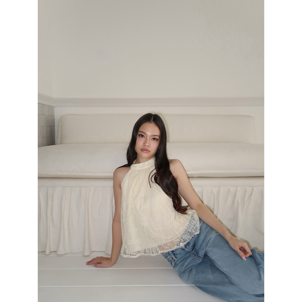 HALTER LACE TOP // RUE Halter Lace Tank Blouse Loose Casual Official Top