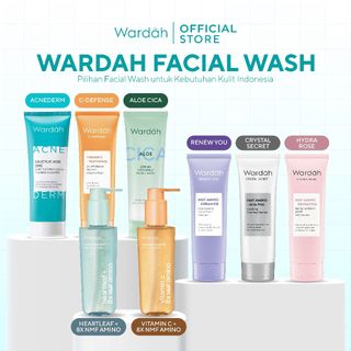 WARDAH Facial Wash All Series - Acnederm, C-Defense, Lightening Lightplus, Perfect Bright Now, Nature Daily, Crystal Secret, Renew You, Hydra Rose, NMF Amino Gel Cleanser - Face Wash, Sabun Cuci Muka - Skincare