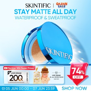 SKINTIFIC - Perfect Stay Velvet Matte Cushion| MINI SIZE Travel Friendly Matte Finish Cocok untuk Kulit Berminyak Berjerawat&Semua Non-Comedogenic Refill Foundation Compact Oil-Control Flawless BB Cream Makeup bedak padat Skin Tint concealer